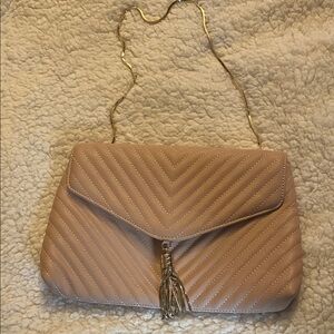 Chic Quilted Pink Clutch with Gold Chain
